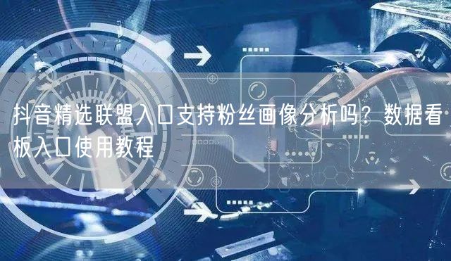 抖音精选联盟入口支持粉丝画像分析吗？数据看板入口使用教程