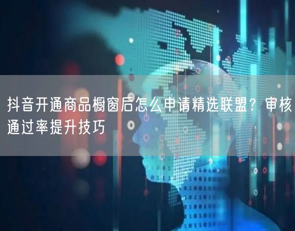 抖音开通商品橱窗后怎么申请精选联盟？审核通过率提升技巧